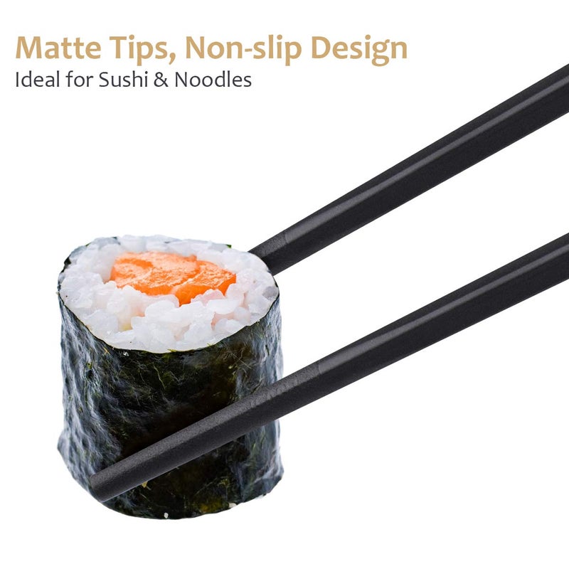 GLAMFIELDS 10 Pairs Fiberglass Chopsticks, GLAMFIELDS Reusable Chop sticks Dishwasher Safe, Non-slip, 9 1/2 inch (Silver) - Image 5
